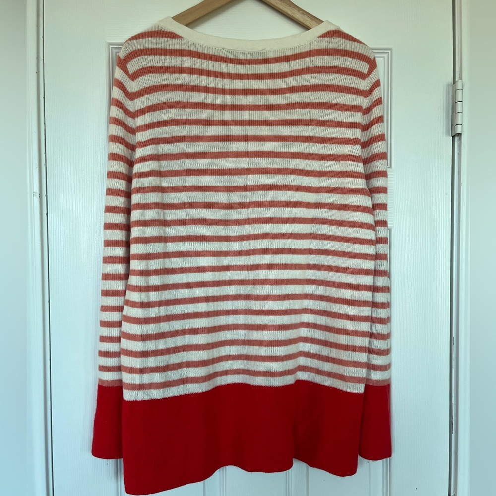 Ann Taylor LOFT Stripe Banded Sweater | X-Large | Wildfire Red - Picture 3 of 4